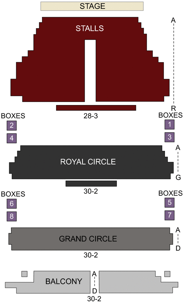 Wyndhams Theatre London - seating chart and stage